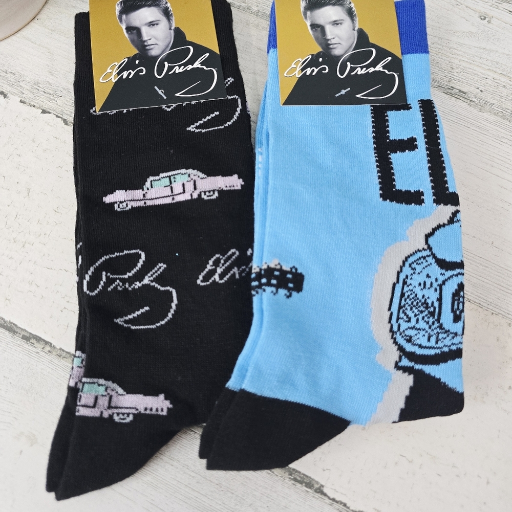 2 Pairs Elvis Presley Unisex Crew Socks Bundle